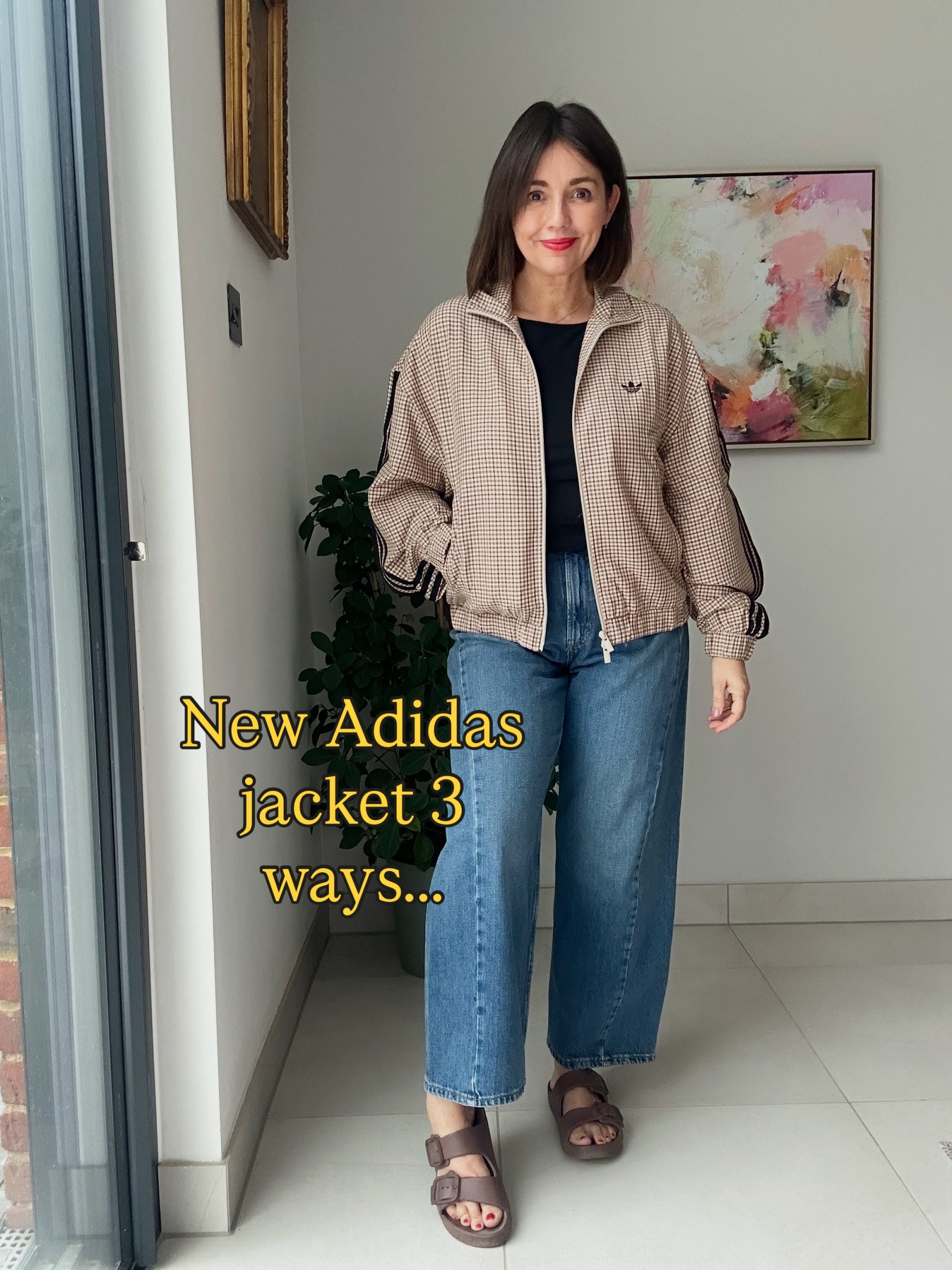 A Checked Jacket with Cropped Jeans and Easy Sandals